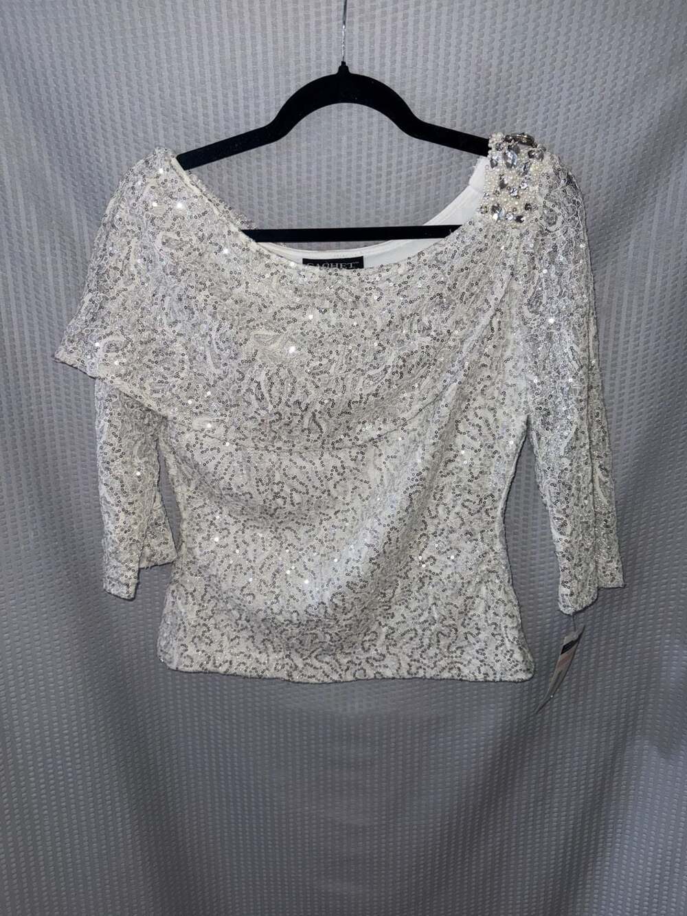 Cachet Sequin Embellished Off-Shoulder Top Size 10